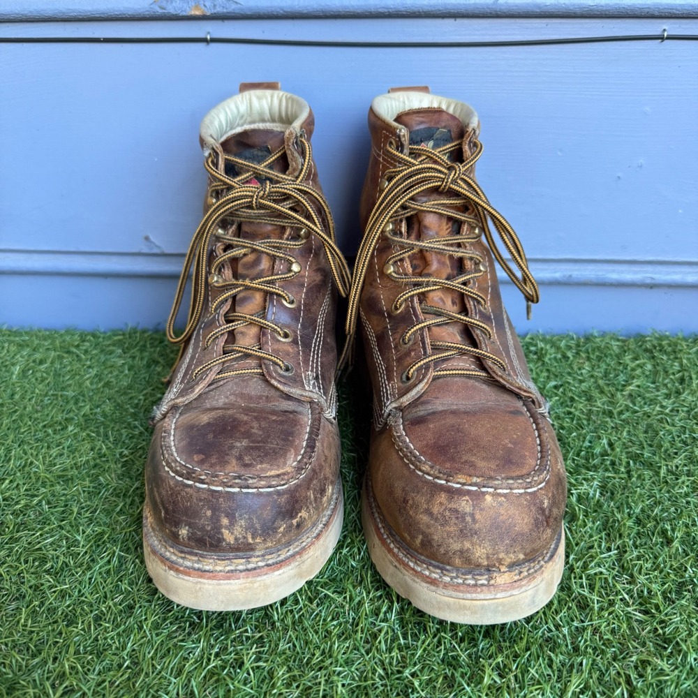 Thorogood Leather Moc Safety Toe Work Boots Mens 8.5 EE Brown USA 804-4375